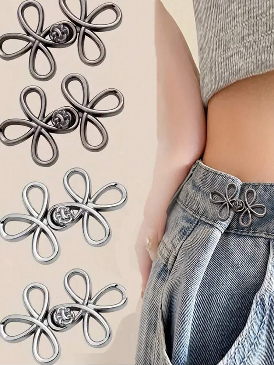 1 chiếc đai nịt eo vô hình có thể điều chỉnh và cố định nút, nút thắt eo bằng kim loại màu bạc có thể điều chỉnh không cần khâu có thể tháo rời để thắt chặt quần jean, kẹp thắt eo vô hình, phụ kiện chống trượt, đồ dùng may vá và đan lát, phụ kiện quần áo - Nhiều màu - Xem 1