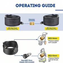 High Pressure Washer Hose 15m/50ft 5800PSI M22-14mm Power Washer Extension Hose - Black - View 12