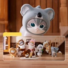 Miniso Caja ciega Sandy Furry Carnival MaoFu, de textura suave y aterciopelada con atuendos con tema de fiesta (Gato de pizza, Gato de fresa), base de exhibición espaciosa y estilo secreto sorpresa, ideal para decoración de festivales, escritorio de oficina y colección de mercancía de anime (1 pieza, entrega aleatoria)