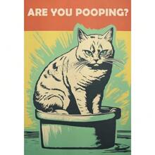 1 st Ben je aan het poepen Badkamerbord Grappige kattencitaten Poster Canvas Schilderij Cartoon Muurkunst Foto's Retro Toilet Huiskamer Decor Geen lijst
