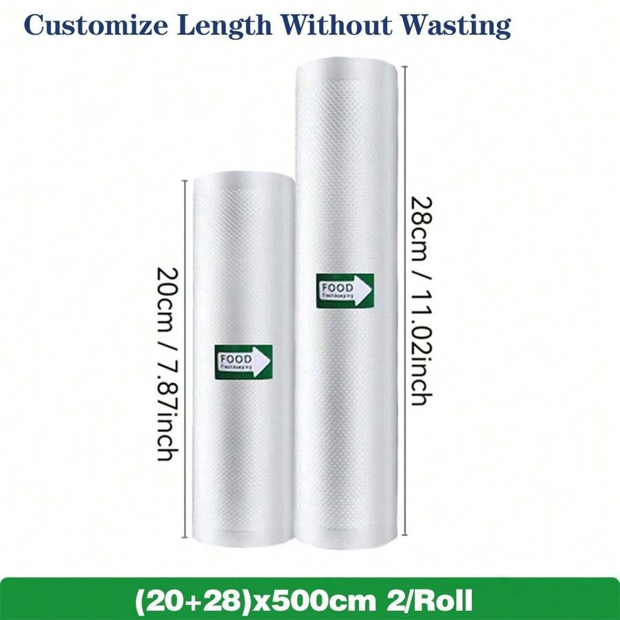 2 Rolls Of Different Size Combinations Of 5m Vacuum Sealed Bag, For