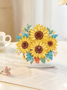 1 Stück Diamant Malerei Acryl Ständer, funkelnde Kristall Diamant Handwerkskunst Rose, Vintage Stil Heim Dekoration, geeignet für Hochzeiten, besondere Anlässe, Feiertage, Weihnachtsgeschenk, Größe 14,5cm*14cm/5,7 Zoll*5,5 Zoll