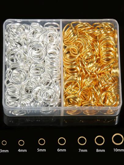 800pcs/600pcs/400pcs 1 Box Gold & Silver Open Jump Ring Split Ring Connector For Jewelry Making DIY Bracelet Necklace Accessories