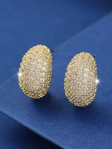 1 对优雅的卡什果形锆石铜耳环，欧美风格，适合日常佩戴，感恩节礼物 - 耳環 - 查看 2