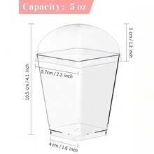 50 piezas Vasos de plástico de 5 onzas para postres con tapas, vasos transparentes para shots de gelatina y aperitivos, aptos para pudín, mousse de fruta y yogur, reutilizables - Multicolor - Ver 3