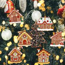 12 件圣诞姜饼屋装饰品，PVC 挂饰，适用于圣诞树和家居装饰 - 彩色 - 查看 1