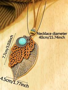 TopHanqi 1 chiếc vòng cổ mặt dây chuyền ngọc lam Bohemian cổ điển, phù hợp cho phụ nữ đeo hàng ngày, dự tiệc và phù hợp cho nhiều dịp khác nhau - màu cà phê - Xem 5