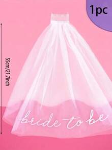 1 件优雅新娘婚纱面纱，齐臀长度的面纱带荷叶边饰边，“新娘”字母白色面纱，精致新娘薄纱头饰，婚礼仪式配件，摄影道具，适合新娘送礼会、婚礼、派对 - 多色 - 查看 6