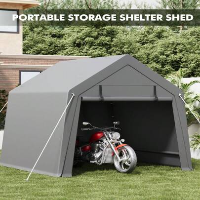 6' X 6' Outdoor Portable Shed, Shelter Logic With Roll-Up Zipper Door, Heavy Duty Waterproof Tarp, Storage Tent For Motorcycle, Bike, Firewood, Garden Tools
