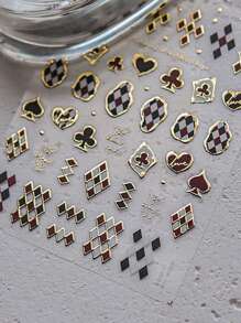 1 件心形指甲饰品贴纸 DIY 艺术 Y2K 风格烫印指甲装饰饰品