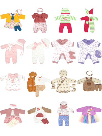 32 Different Fits 20 To 22 Inches/50cm To 56cm Toy Dolls Clothing Ensemble Clothes Collection, Christmas Holiday Gifts For Kids (Excluding Dolls)