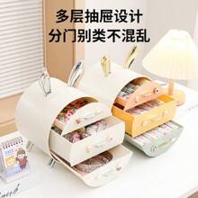Plastic Desk Organizers With Removable Drawers Jewelry Holder For Bedroom - 米色 - 查看 4