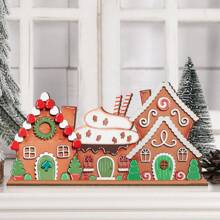 1Pc/125Pcs Christmas House Wooden Tabletop Decor Tiered Tray Decorations Rustic Winter Christmas House Sign For Farmhouse Xmas Party Table Decor(Without Tray) - Multicolor - View 3