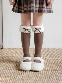 1 Đôi Tất Trẻ Em, Tất Công Chúa Nơ Cho Bé Gái Mùa Thu Đông Mềm Mại Và Thoải Mái Da Dễ Thương Thanh Lịch Phong Cách Tuyệt Đẹp. - Nhiều màu - Xem 1