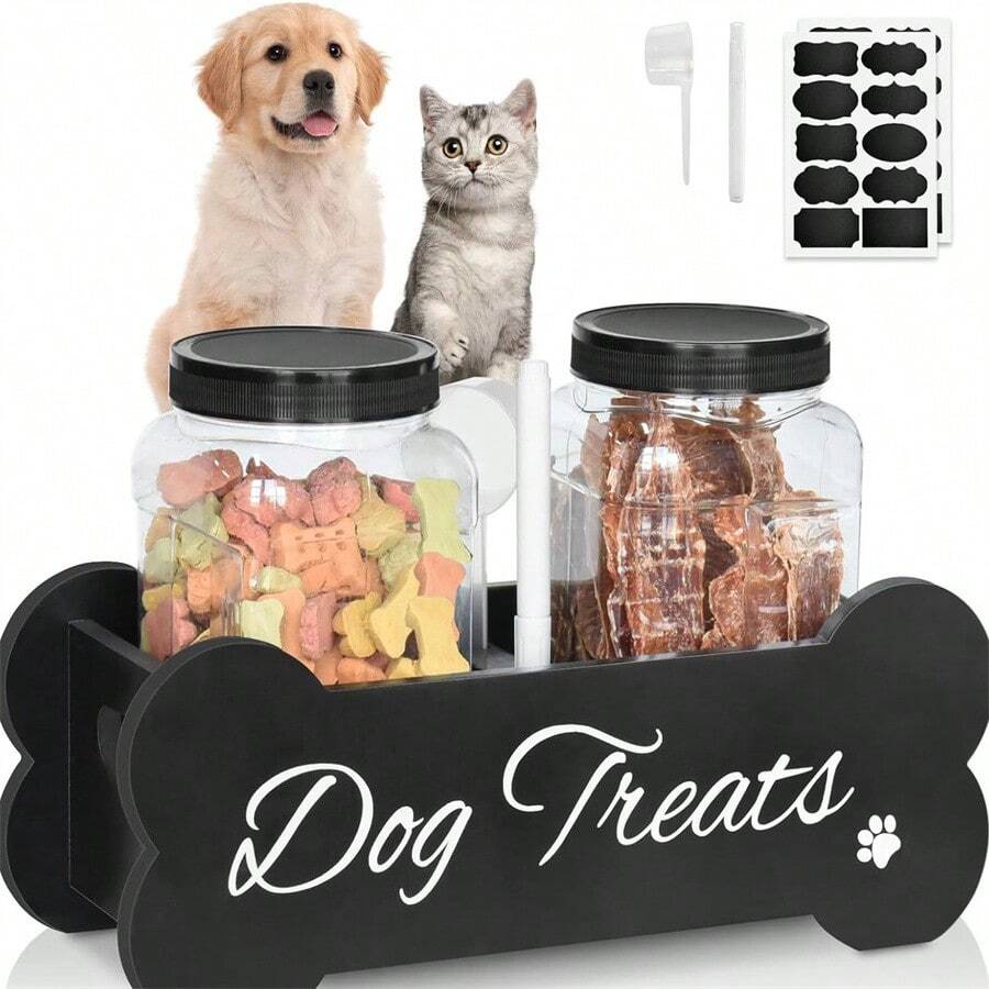 1 Pc 10.4 Inch Wooden Dog Food Storage Container Household Pet Snack