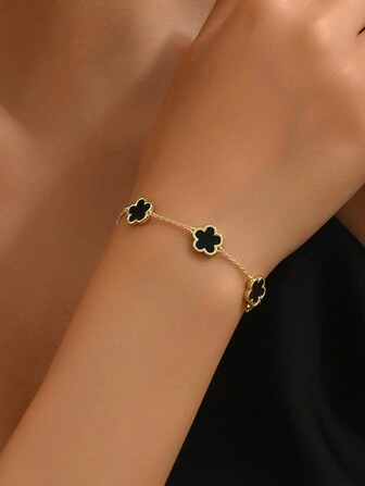 Newsoul 1 pieza Brazalete de flor adorable, joyería para mujeres de plata de ley 925, pulsera con cadena exquisita de conchas, regalo de joyería fina para hermanas, amistad, cumpleaños, San Valentín