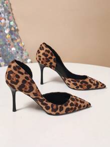 女士豹纹高跟鞋，尖头细高跟，性感户外工作鞋 - 彩色 - 查看 2