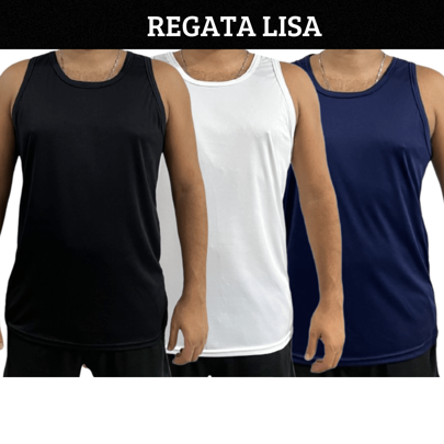 Kit 3 Camisetas Regatas para Academia Treino Adulto Lisa Poliéster