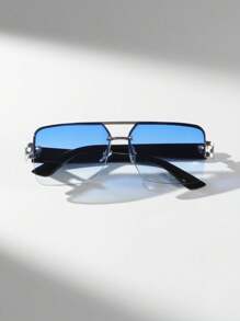 6pcs/1 Set Plastic Square Semi-Rimless Glasses, Retro Style Glasses For Women, Perfect For Photos Shoots Or Travel