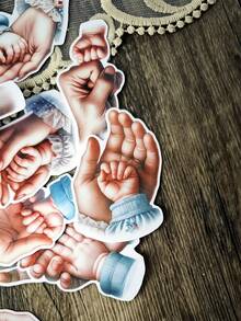 18 件可爱手绘可爱手牵手/水彩蝴蝶花篮手贴纸装饰标签适用于剪贴簿日记本计划器 DIY 文具 - 彩色 - 查看 10