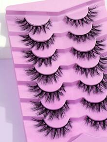 7Pairs D Curl Of Natural Cross Full False Eyelashes,Thick Curling Fluffy Eyelashes For Party Use Manga Eyelashes, Travel Essentials,Dramatic 3D Mink Lashes Long Wispy Eyelash Cilia,Messy,Multi-Layered Eyelashes Short Thick Fake Eyelash Extension Bulk Faux Cils Makeup Products100% Natural Fake Lashes Comfortable To Wear Handmade Upper Lash Winged End Eye Elongated Eyelashes Natural Cilios Volume Popular Make Up Beauty Tools - 黑色 - 查看 5