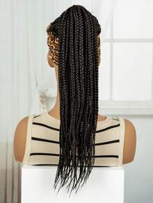 Tóc giả tết hộp cho phụ nữ Tóc giả tết tóc dài kiểu Cornrow Tóc giả buộc đầu màu nâu Ombre Tóc giả tết tổng hợp có băng đô gắn tóc giả khăn quàng cổ tết tóc móc - màu đen - Xem 7