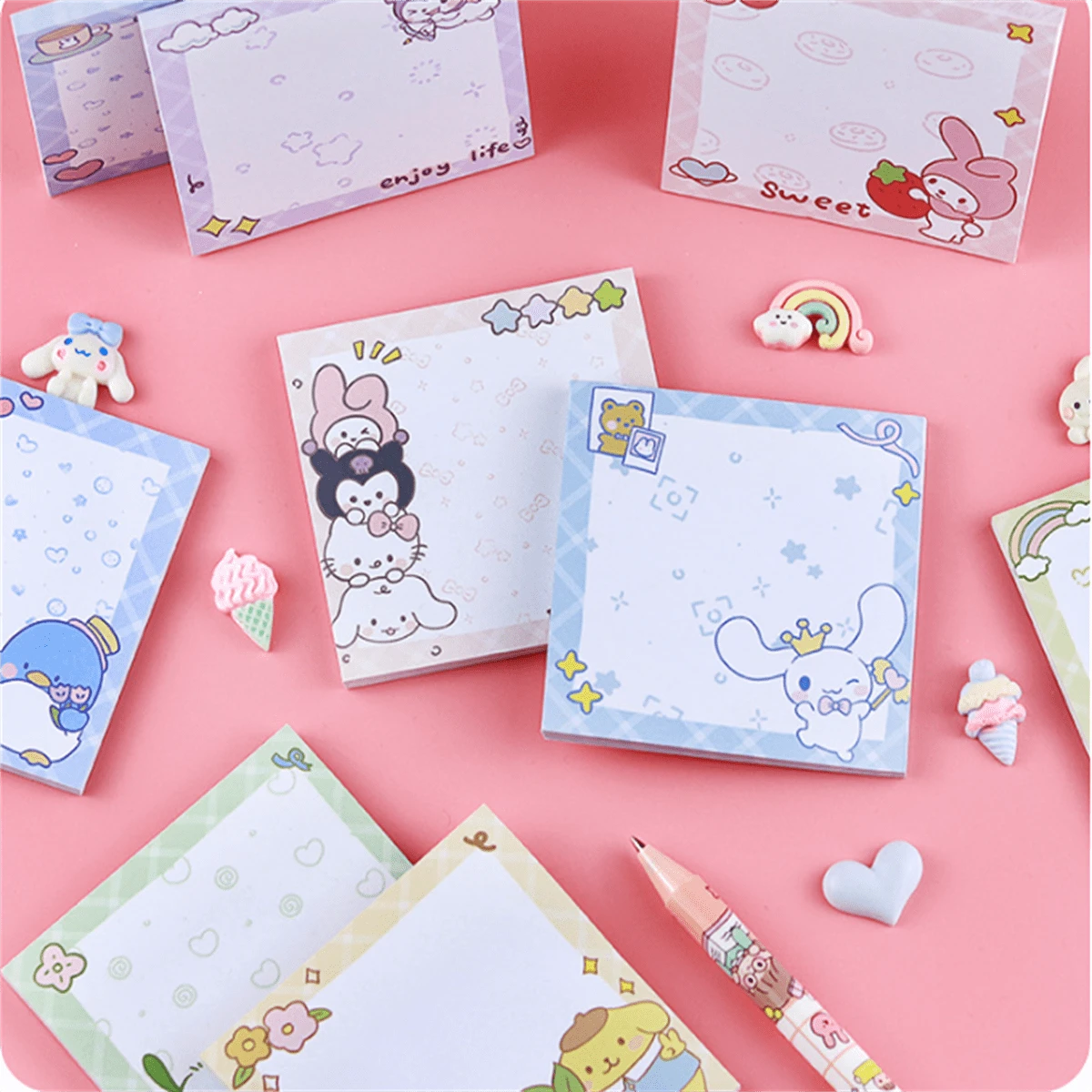 100pcs Cute Cartoon Girl Design SelfAdhesive Sticky Notes, Strong