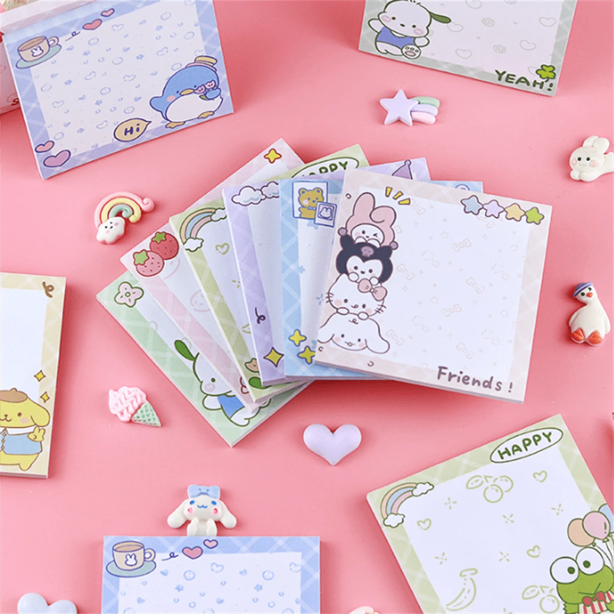 100pcs Cute Cartoon Girl Design SelfAdhesive Sticky Notes, Strong