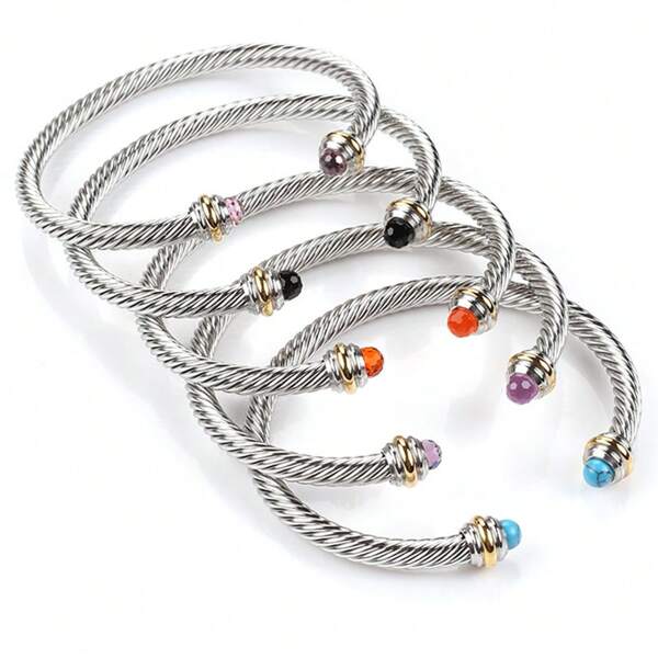 1 Pulseira clássica vintage de aço inoxidável com diamantes incrustados e banhada a ouro 18K, adequada para uso diário feminino. É o presente perfeito para namorados, familiares e amigos no Natal e no Dia dos Namorados.