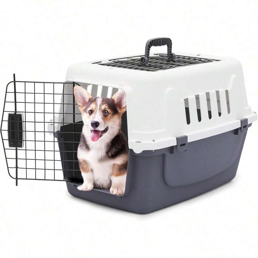 22 Inch HardSided Plastic Dog Carrier, 2Door TopLoading Kennel For