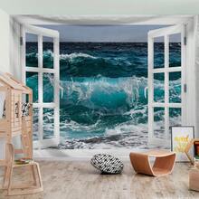 1 tấm thảm treo tường bằng vải polyester hình cửa sổ, dùng cho phòng khách, phòng ngủ, trang trí tường văn phòng, trang trí nhà cửa & tiệc tùng, rèm cửa hình chữ nhật trang trí tường bếp có rèm, đi kèm 3 đinh treo tường và 2 kẹp, trang trí nhà cửa, trang trí phòng, cờ cho phòng, thảm treo tường - Nhiều màu - Xem 6