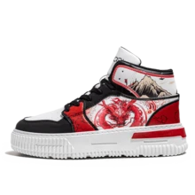(Couple Matching) Casual Sports Sneakers, Chinese Style Fashion Skateboard Shoes, Printed Letters Design For Students - Red - View 2