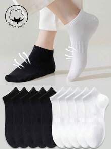 2/4/6/10 pares de calcetines de algodón para mujer, calcetines cortos, calcetines blancos, calcetines negros, calcetines invisibles, calcetines para mujer, calcetines lindos, calcetines para niñas, para otoño/invierno/primavera/verano, con detalles de malla transpirable, diseño de agujero de guía de respiración, que absorbe la humedad, suaves y cómodos, aptos para diversos eventos festivos, deportes, ocio, negocios y otros usos diarios, se pueden usar durante todo el año, las combinaciones de colores son aleatorias.