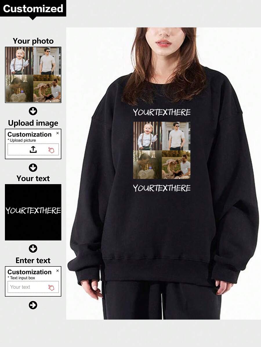 Sudaderas personalizadas para mujeres, sube tus fotos y textos favoritos como estampados en el pecho, dos diseños de fotos y texto, regalos de sudaderas personalizadas para familiares, amigos y parejas.
