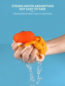 1 条装卡通手巾，吸水力强，不掉毛，珊瑚绒可爱小毛巾 - 彩色 - 查看 2