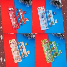 5 件圣诞学校文具套装，含尺子、铅笔橡皮、卷笔刀、圣诞学校用品、学生教室礼物交换、学校游戏、奖品奖励、节日礼物 - 彩色 - 查看 4