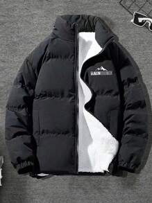 1 Áo khoác cổ cao lót nhiệt thời trang thường ngày cho bé trai tuổi teen, mùa đông - màu đen - Xem 1