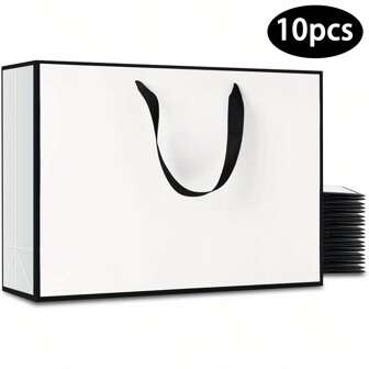 10 Pcs Large Gift Bag With Handle, Kraft Paper Shopping Bag, Suitable For Wedding, Birthday, Christmas, Anniversary, Gift Packaging