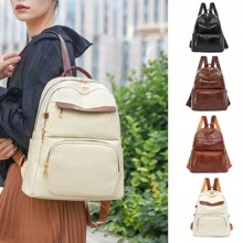 Women's Casual Stone Pattern Backpack, Soft Leather Large Capacity Travel Rucksack - Multicolor - View 9