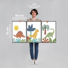 3-Piece Decorative Frame For Children - World Of Colorful Dinosaurs - 菸草 - 查看 3