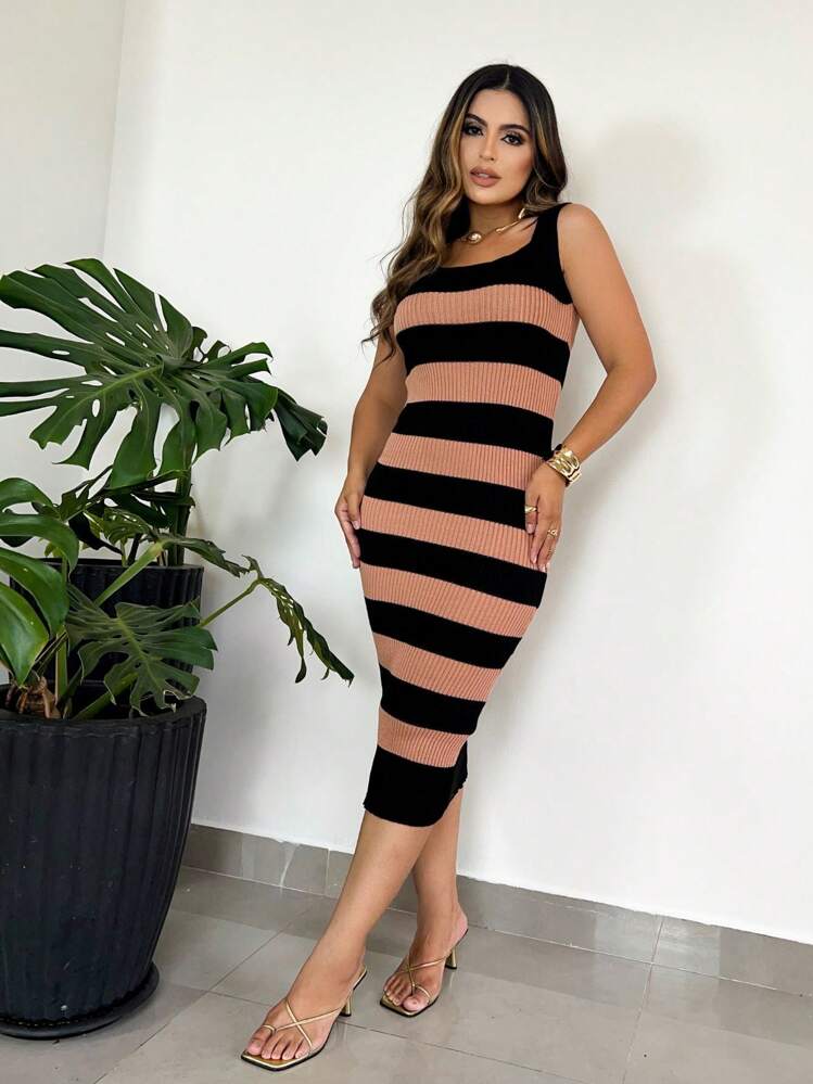 Vestido Midi Faixa com Alça em Poliéster 2/28 - Bege - Visão 3