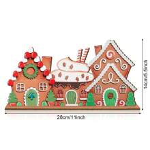 1Pc/125Pcs Christmas House Wooden Tabletop Decor Tiered Tray Decorations Rustic Winter Christmas House Sign For Farmhouse Xmas Party Table Decor(Without Tray) - Multicolor - View 2