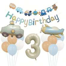 Vintage Car & Airplane Theme Party Decor Set, Numbers 1-9, Suitable For Birthday Party, Celebration And Photo Backdrop - Multicolor - View 19
