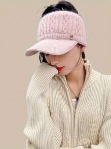 Aylhfo 1pc Autumn/Winter New Women's Elastic Knitted Ponytail Baseball Hat With Ear Protection Device Autumn/Winter Thick Windproof And Warm Knitted Hat Lightweight Sunshade Hat Women's Fashion Clothing Accessories