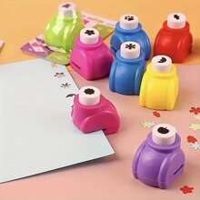 2/6/12 piezas Juego de perforadoras de relieve mini, de colores surtidos, herramientas creativas portátiles de corte y estampado de papel, adecuadas para manualidades de scrapbooking, tarjetas y decoración de diarios, de vuelta a la escuela, artículos de papelería - Multicolor - Ver 5