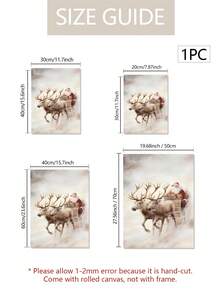 1 件圣诞老人与小鹿帆布海报，节日艺术墙饰，艺术装饰，无框 - 彩色 - 查看 3