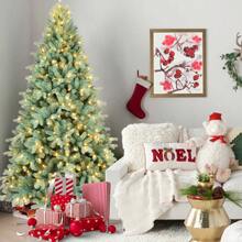 8 FT Prelit Artificial Skinny Christmas Tree,Blue Spruce Slim Pencil Xmas Tree With 1987 PE&PVC Mixed Branch Tips,500 UL Listed Clear Lights,Hinged Pine Tree With Metal Stand For Home Office Décor - US A Type Plug(110-127V) - View 4