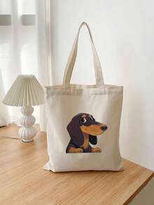 1 Túi xách đeo vai in chữ hình chó Dachshund Giáng sinh, Túi mua sắm nhẹ có thể gấp lại, Túi xách thời trang và giản dị, Túi đeo vai, Thích hợp cho sinh viên đại học sắp xếp đồ dùng học tập, sách vở và phụ kiện điện thoại di động. Túi đựng mỹ phẩm du lịch nam và nữ, Quà tặng cho mẹ, bạn bè, giáo viên, Nhiều mẫu để lựa chọn, Túi đựng xúc xích cho chó, Ý tưởng quà tặng Giáng sinh sáng tạo - Màu be - Xem 3