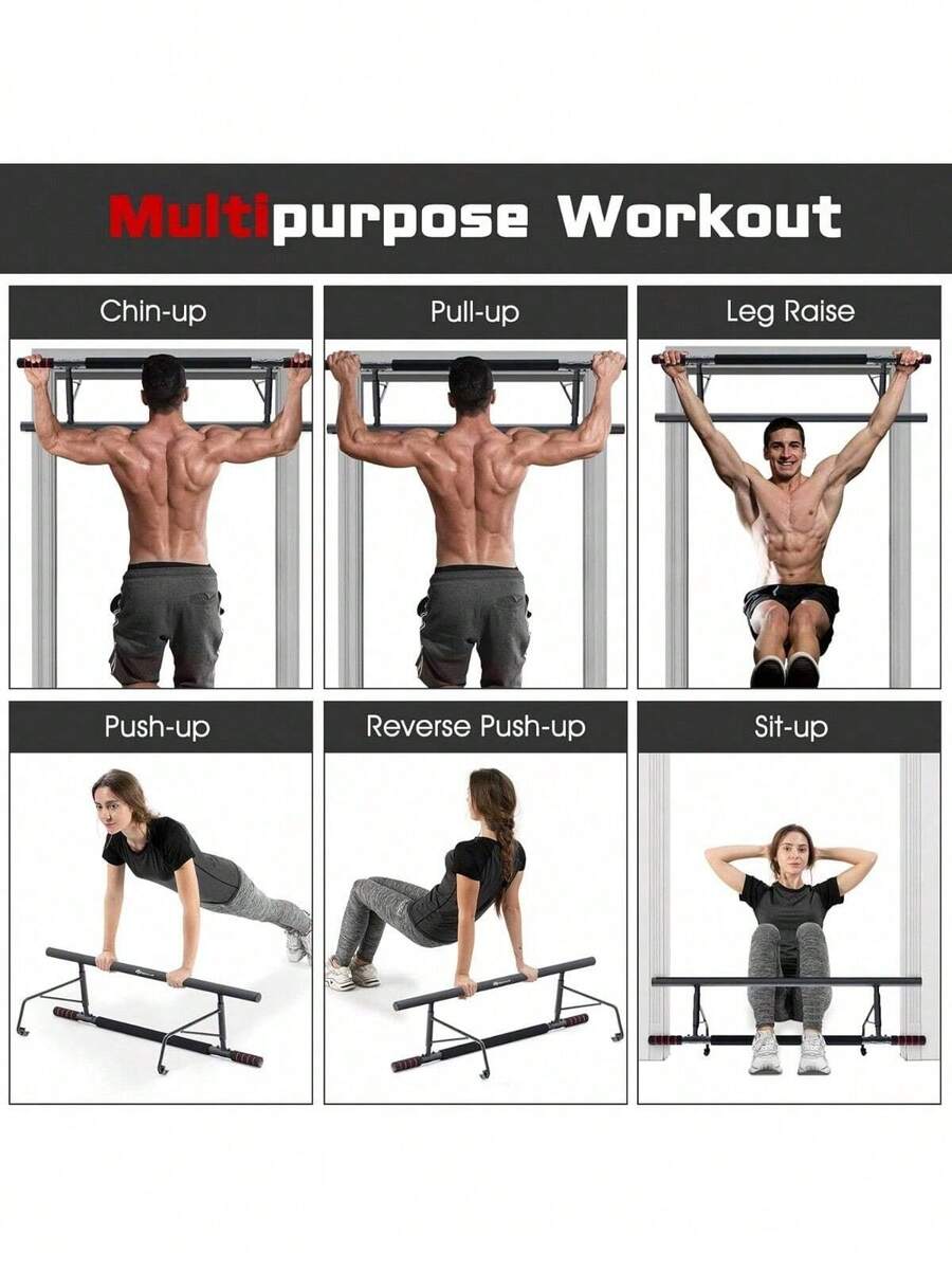 Pull Up Bar For Doorway, Folding Strength Training ChinUp Bar With Non