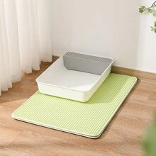 Dual-Layer Honeycomb Cat Litter Mat - Easy Clean, Non-Slip Base - Ideal For Litter Box And Pet Toilet Areas, As Well As Washable Pet Food Mat, Felt Mat, Autumn/Winter Pet Supplies, Pet Bed, Pet Placemat, Cat Scratch Pad, Please Check Product Size - Green - View 2